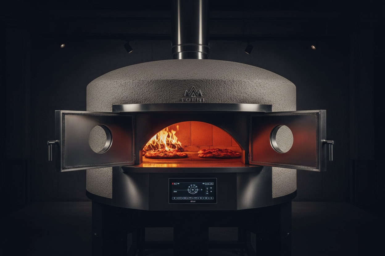 MAM Forni Rotante 145 High-Volume Rotating Pizza Oven with dual door design handcrafted in Modena Italy