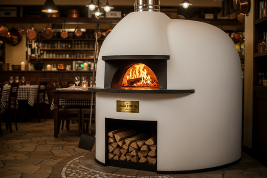 MAM Forni Roma Traditional Static Pizza Oven freestanding with stucco finish handcrafted in Modena Italy